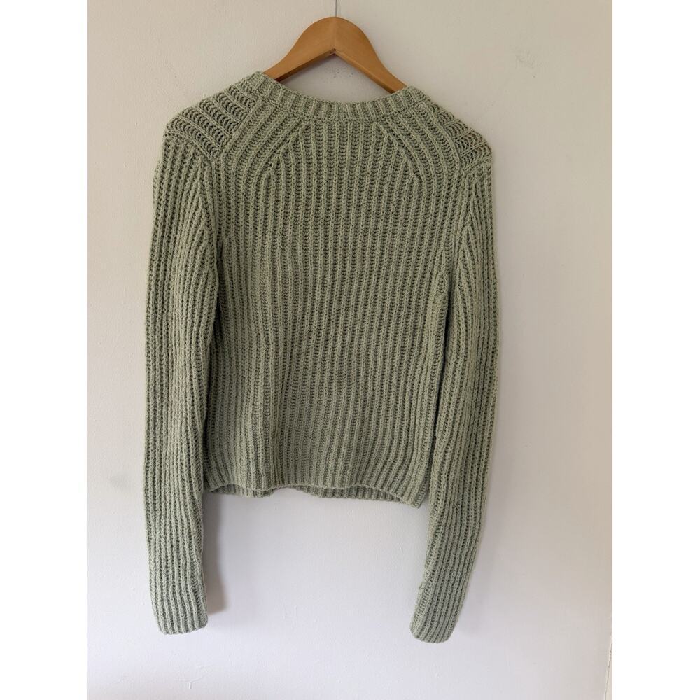 VINCE Crimped Cotton Crew Neck Sweater Womens Medium Light Green Long Sleeve - Picture 5 of 6